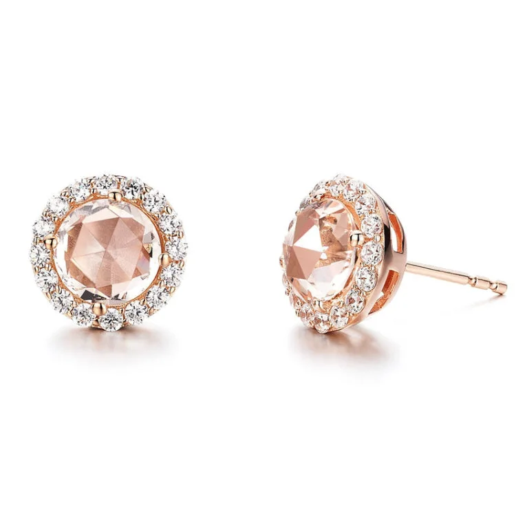 Timeless Pearl Earrings for Wedding Look-Rose-Cut Halo Stud Earrings