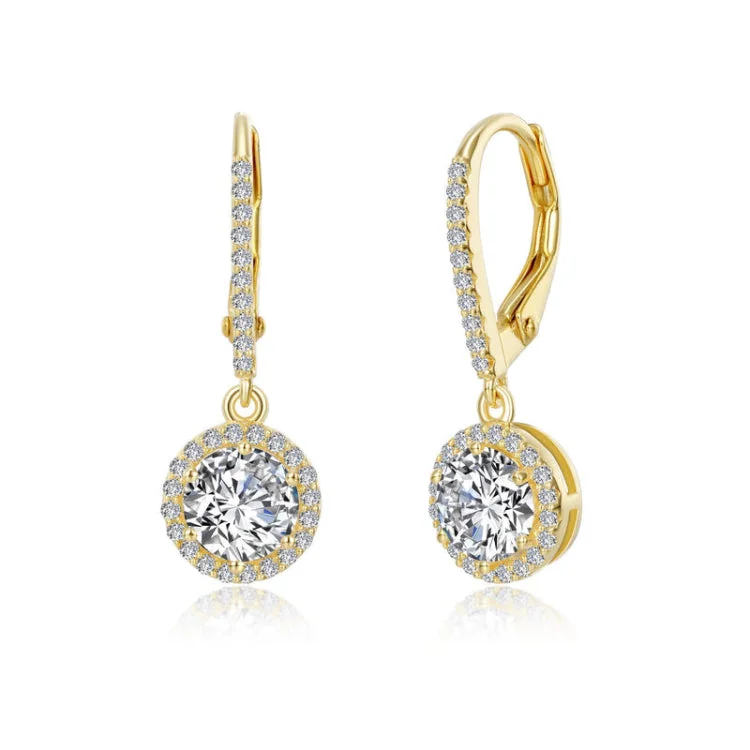 Unique Gem Earrings for Fashion-Halo Drop Earrings