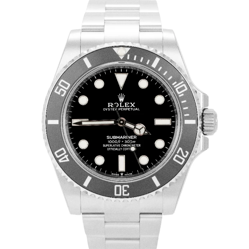 Watch Sets for Men and Women-NEW STICKERED 2022 Rolex Submariner 41mm No-Date Black Steel Watch 124060 LN B+P