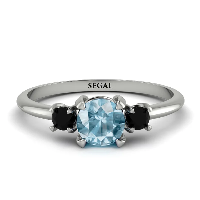 Bold Stackable Rings for Fashion-Classic Three Stone Aquamarine Engagement Ring - Valentina No. 409