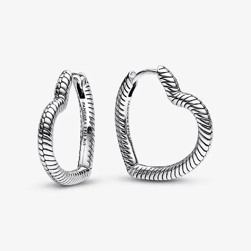 Silver Earrings for Women with Sensitive Skin-PANDORA : Pandora Moments Heart Charm Hoop Earrings