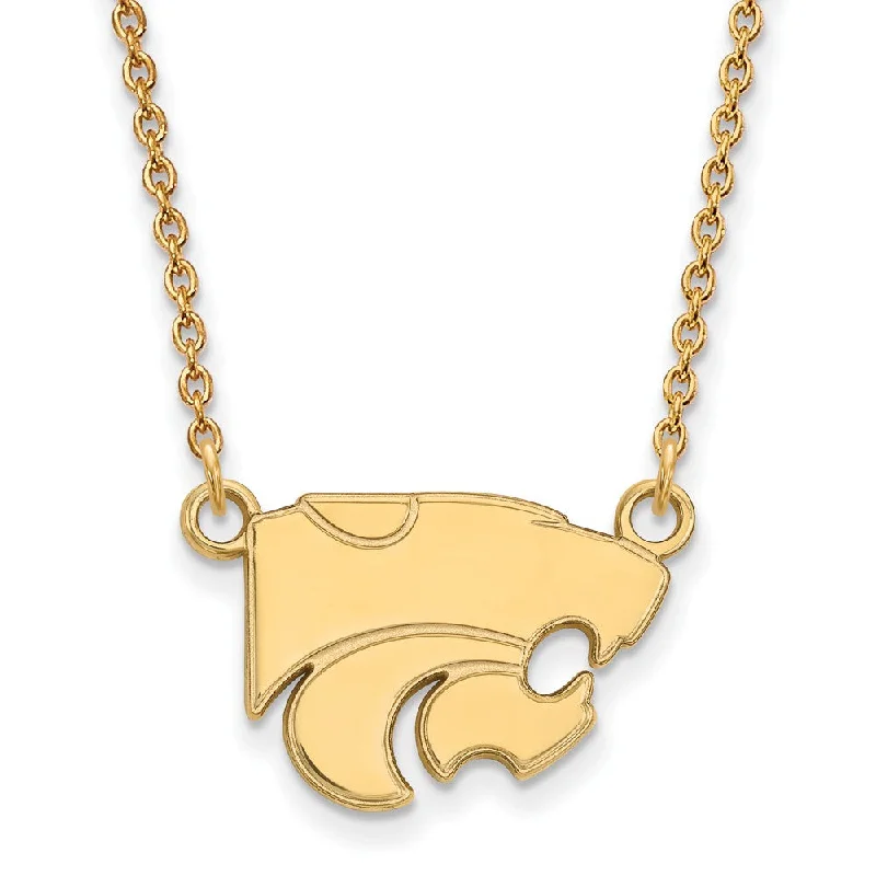 Gemstone Necklace for Wedding-14k Yellow Gold Kansas State Small Wildcat Pendant Necklace