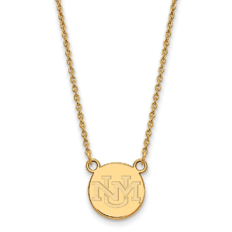 Minimalist Gold Necklace-14k Yellow Gold U of New Mexico Small Pendant Necklace