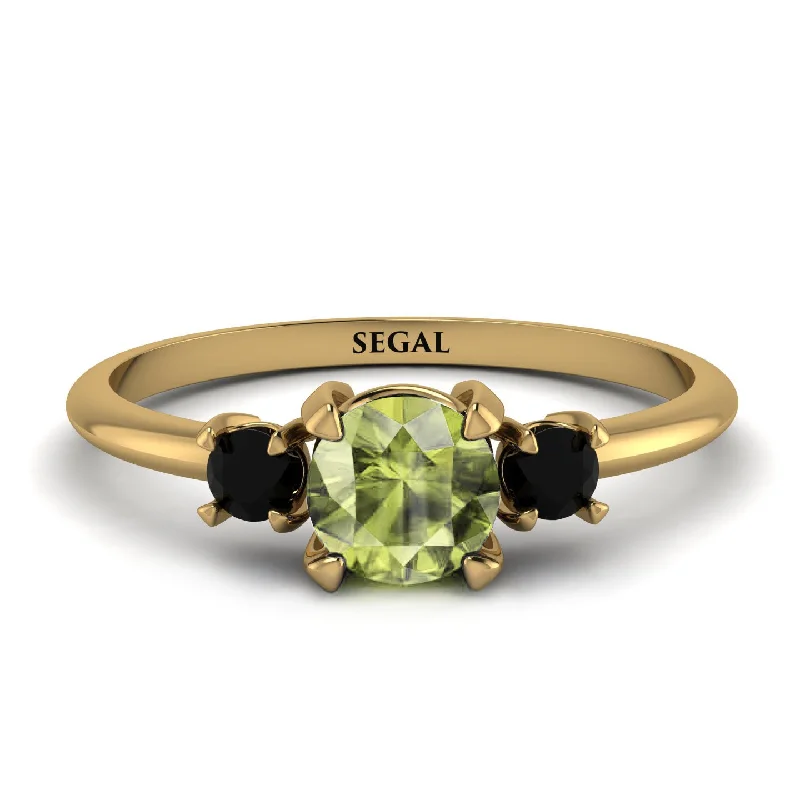 Modern Wedding Ring Set for Women-Classic Three Stone Peridot Engagement Ring - Valentina No. 707