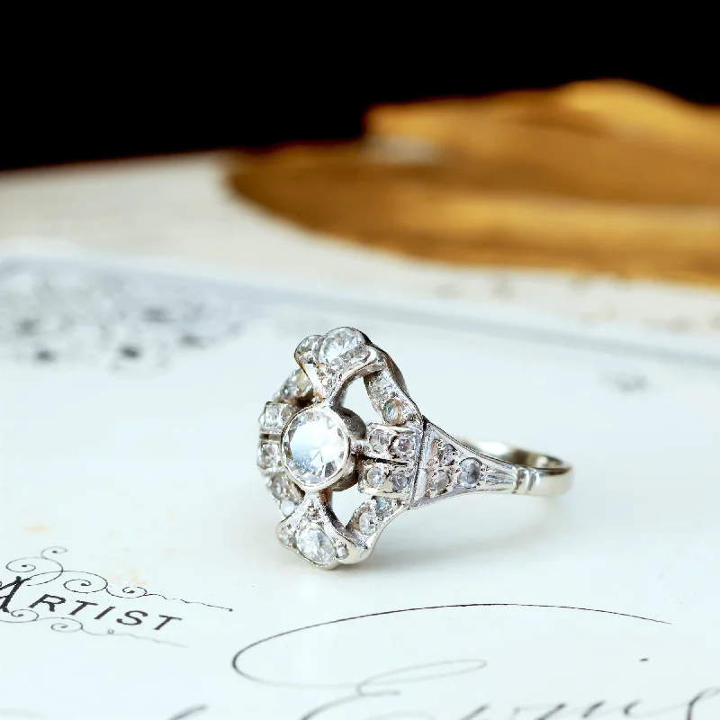 Custom Diamond Ring for Engagement-Quite Exquisitely Vintage Art Deco Diamond Cluster Ring