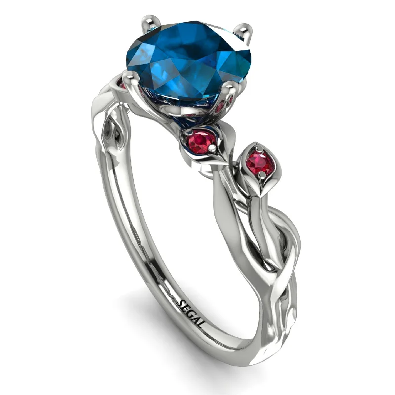 Luxury Ruby Ring for Women-14K Gold Radiant Blue Topaz Flower Harmony Ring - Autumn No. 512