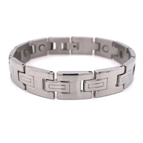 Luxury Silver Bracelet for Special Occasions-Stainless Steel Magnetic Bracelet / MBS0014