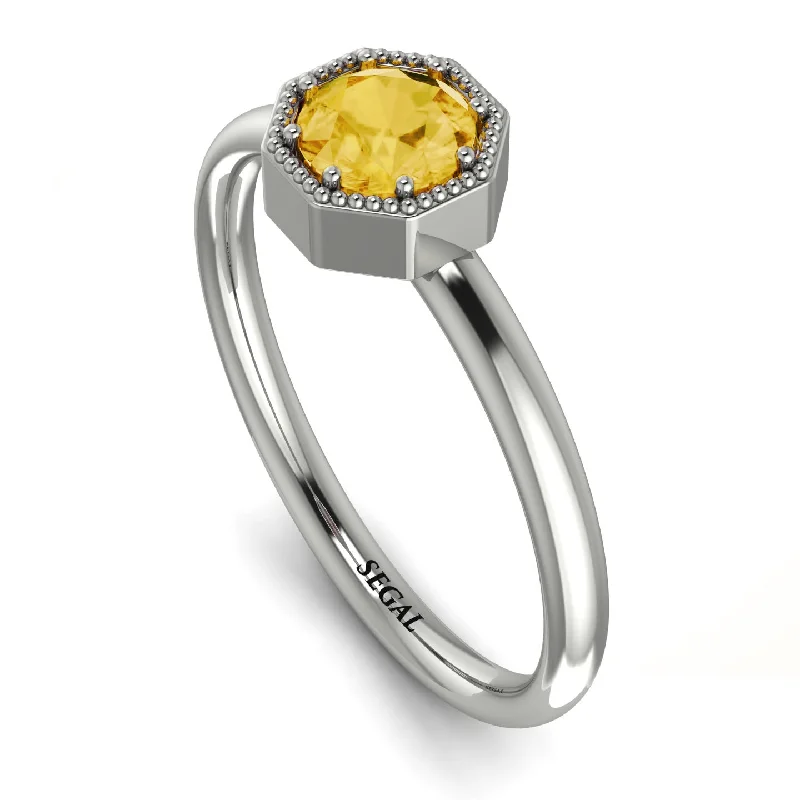 Personalized Engagement Ring with Names-Solitaire Vintage Citrine Ring - Delilah No. 603