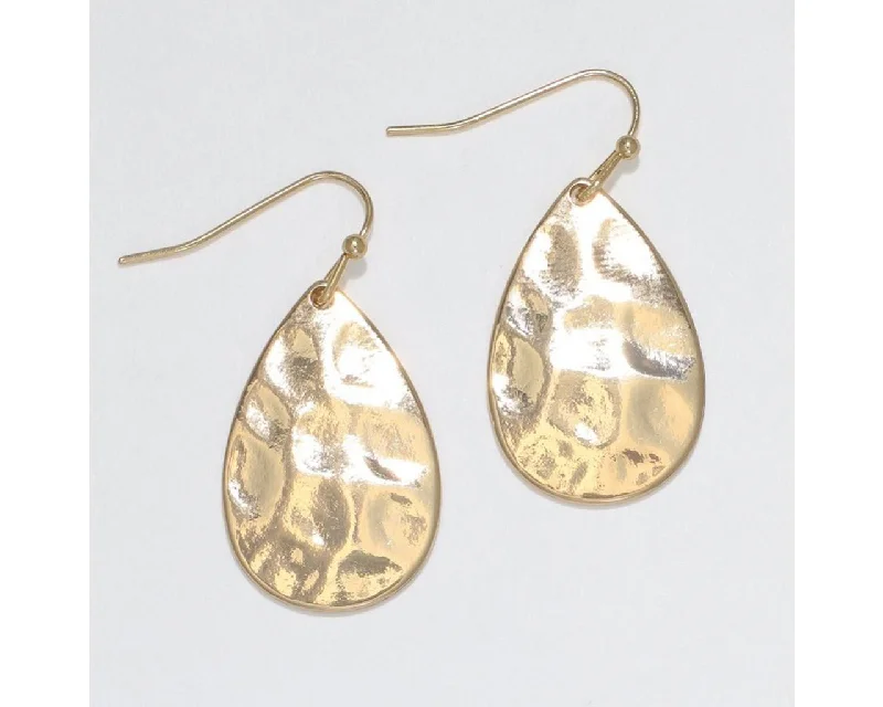 Soft Silver Earrings for Sensitive Ears-Periwinkle by Barlow : Hammered Gold Teardrops - Earrings