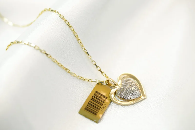 Personalized Heart Necklace for Moms-14k Crystal Heart Necklace