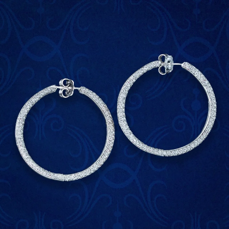 Stylish Drop Earrings for Casual Wear-Vintage Diamond Hoop Earrings 18ct Gold 5ct Total