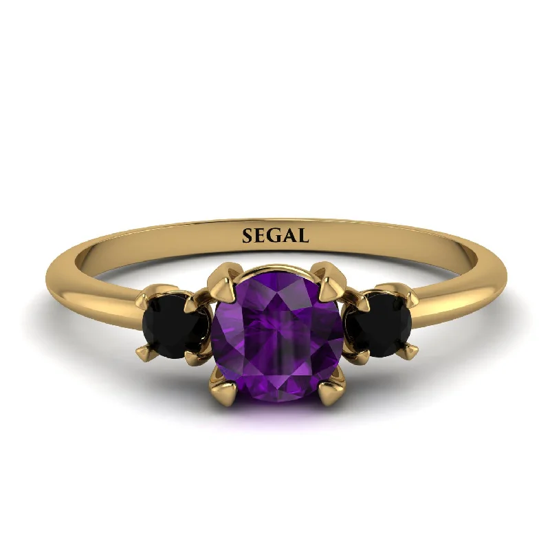 Multi-Gemstone Engagement Ring-Classic Three Stone Amethyst Engagement Ring - Valentina No. 307