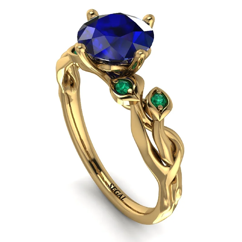 Personalized Couples Ring-14K Gold Radiant Sapphire Flower Harmony Ring - Autumn No. 28