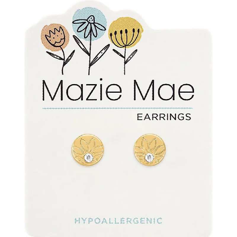 Rose Gold Hoop Earrings-Center Court : Gold Outlined Sunflower Stud Mazie Mae Earrings