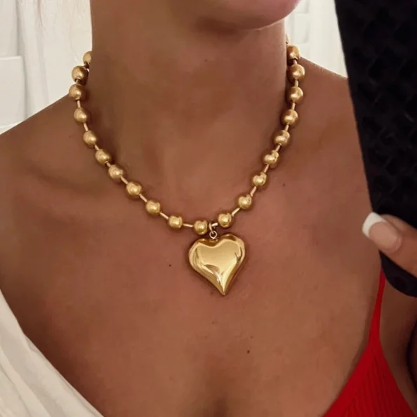 Stylish Necklace for Special Events-Tatum Gold Chunky Heart Necklace