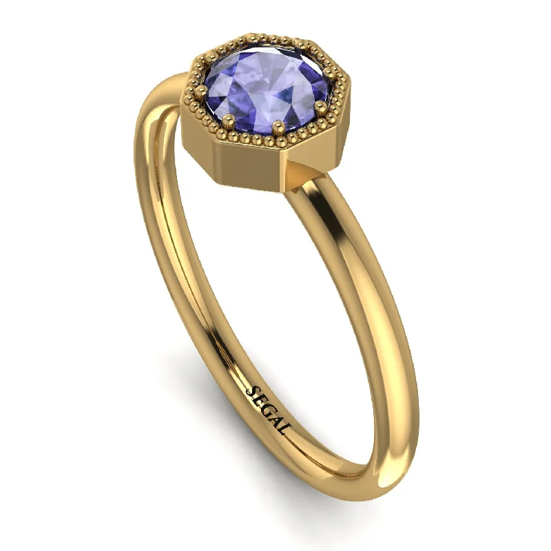 Stylish Gold Ring for Special Occasions-Solitaire Vintage Tanzanite Ring - Delilah No. 201