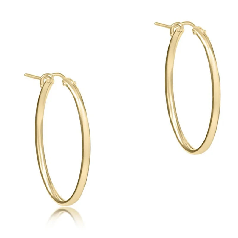 Diamond Drop Earrings-enewton design : oval gold 1" smooth hoop - Gold