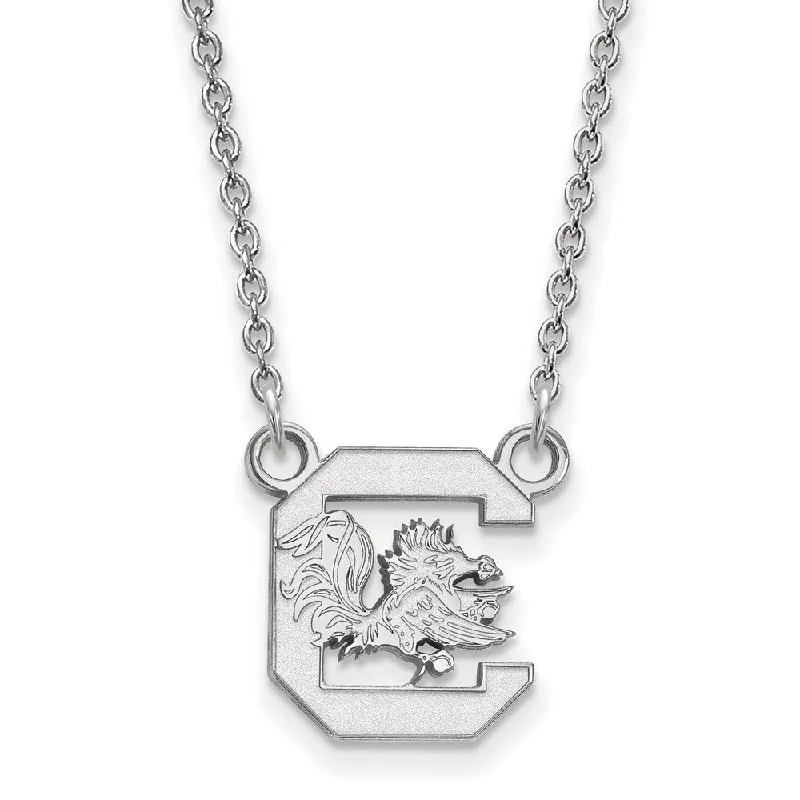 Chunky Necklace for Daytime Look-14k White Gold South Carolina Small Pendant Necklace