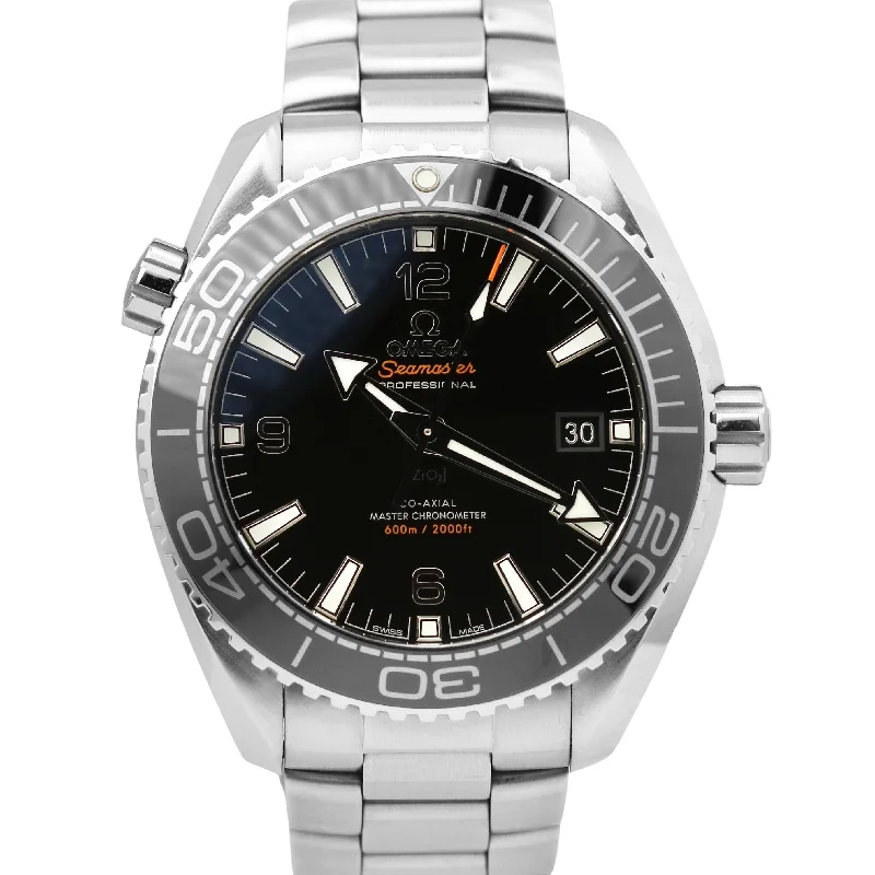 Stainless Steel Watches for Men-Omega Seamaster Planet Ocean 600M 43.5mm 215.30.44.21.01.001 Black Watch BOX