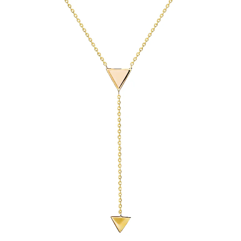 Choker Necklace for Women-Arrow Rose Y Necklace - 14 karat gold necklace, rose enamel