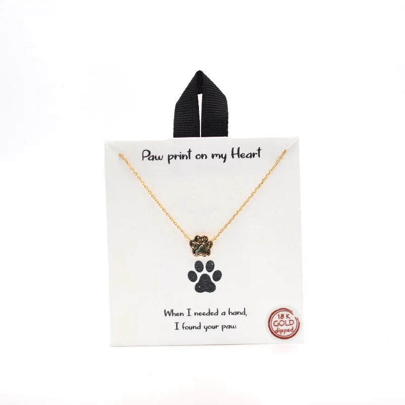 Gold Necklace for Women-Paw Print Necklace (Paw Print on my Heart)