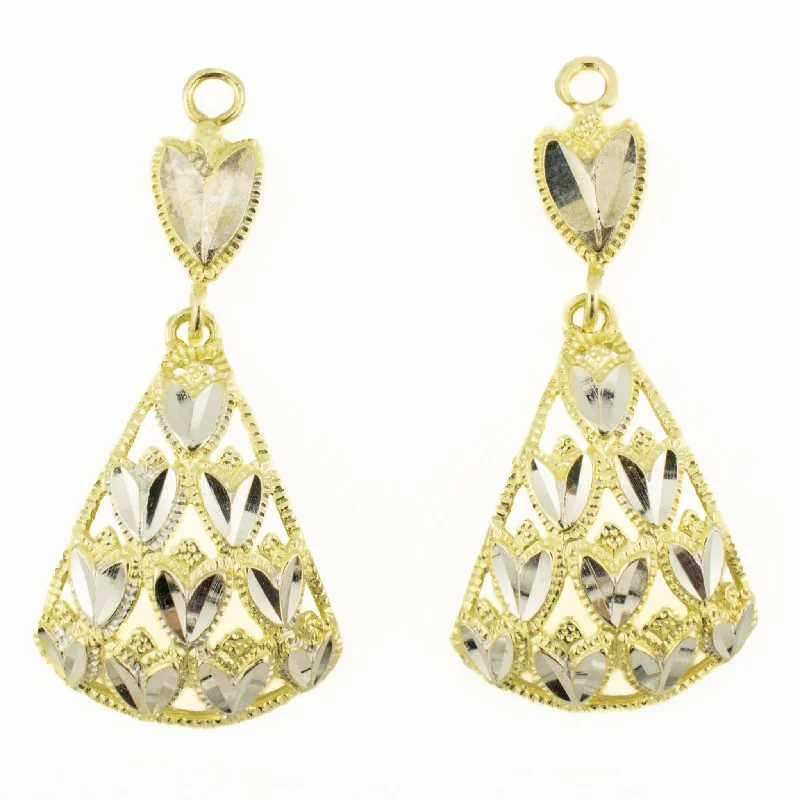 Neon Earrings for Parties-Gold Drop Earring Jackets in 14K Two-Tone Gold - 2.8 Grams