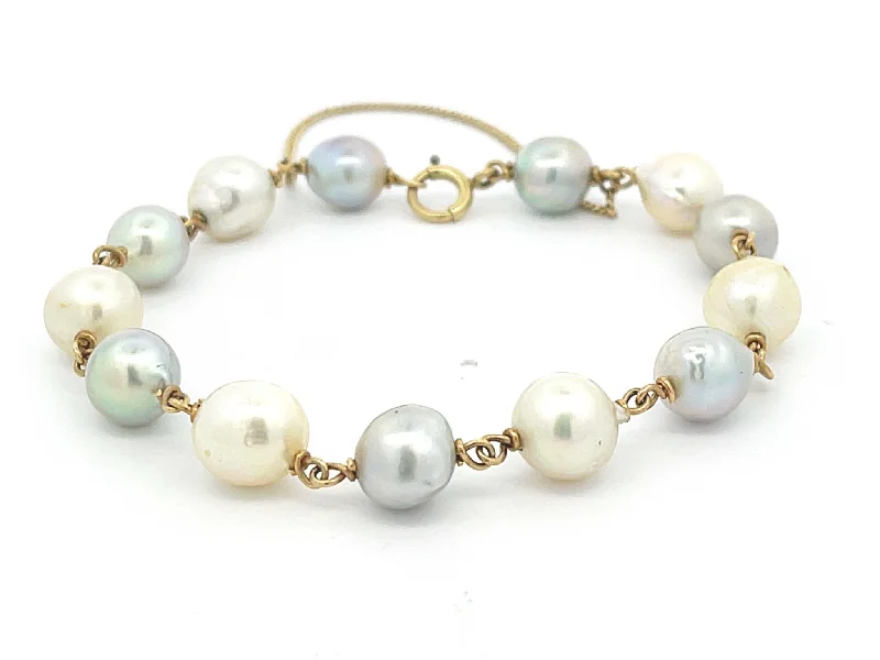 Unique Custom Bracelet for Fashionistas-Baroque Pearl Bracelet in 14k Yellow Gold