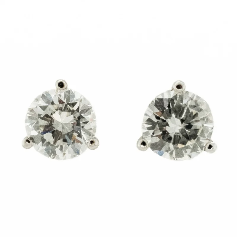 Black Earrings for Evening Wear-0.94ctw Round Diamond Solitaire Stud Earrings in 14K White Gold