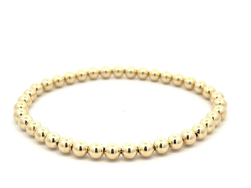 Vintage Style Bracelet for Women-Classic Gold 5mm Bead Bracelet in 14K Yellow Gold