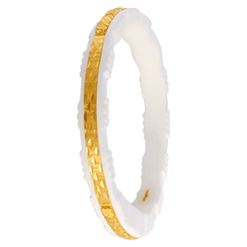 Wedding Bangles with Diamonds-22KT Yellow Gold Sankha Bangle For Women