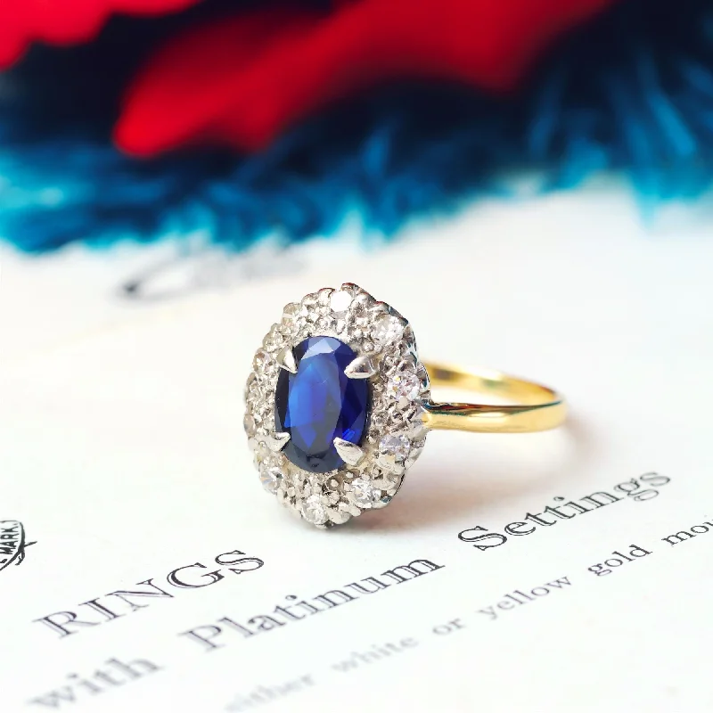 Vintage Engagement Ring for Special Day-Vintage 1960's Sapphire & Diamond Engagement Ring