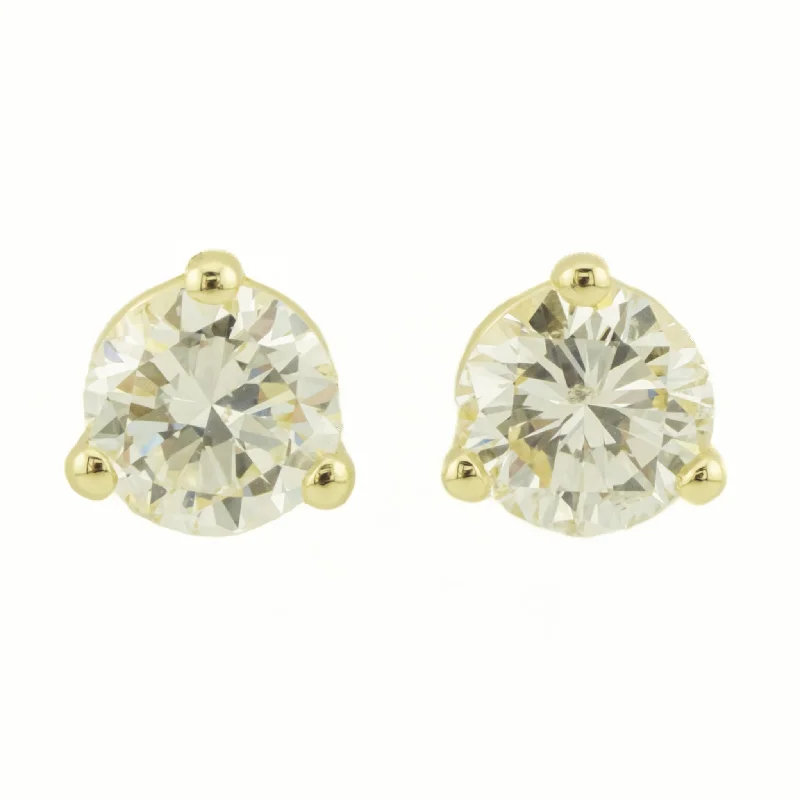 Chic Earrings for Stylish Women-0.80ctw Round Diamond Solitaire Stud Earrings in 14K Yellow Gold