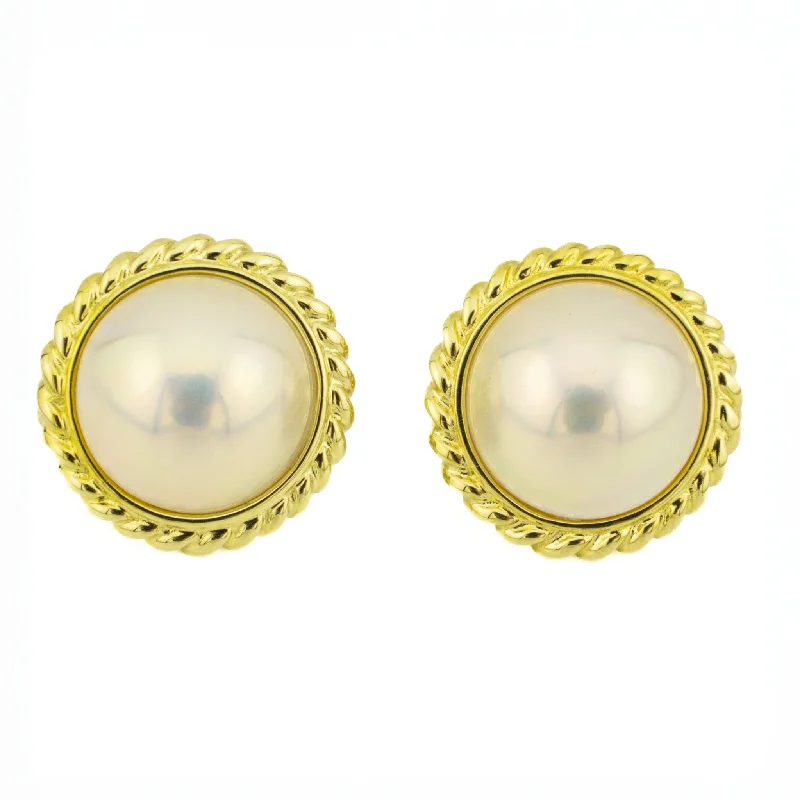 Elegant Hoop Earrings-Mikimoto 14mm Mabe Pearl Solitaire Earrings in 18K Yellow Gold