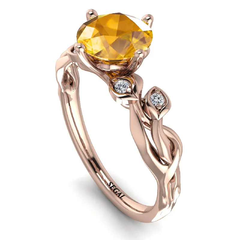 Luxury Gemstone Ring for Women-14K Gold Radiant Yellow Diamond Flower Harmony Ring - Autumn No. 1002