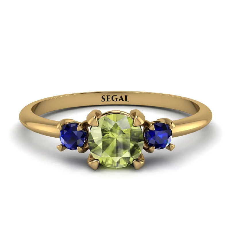 Dainty Engagement Ring for Women-Classic Three Stone Peridot Engagement Ring - Valentina No. 713