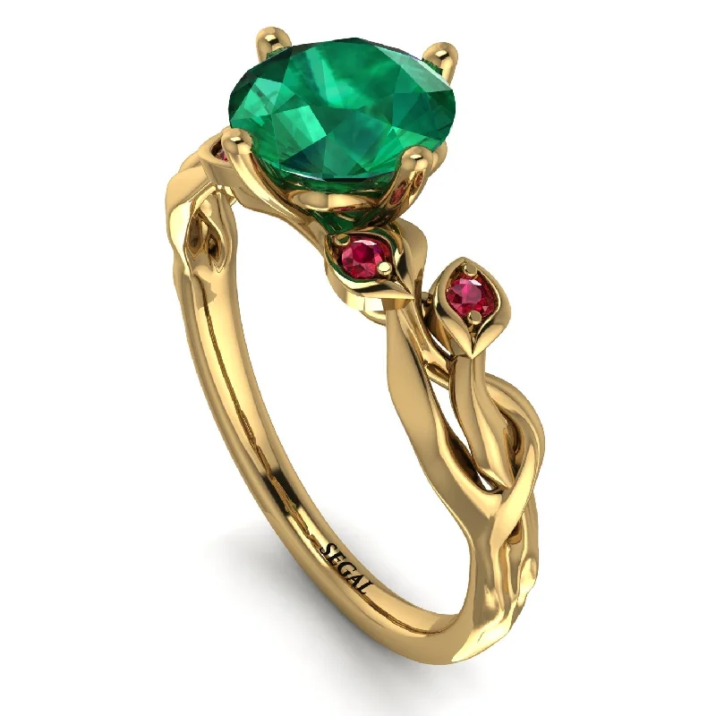 Pearl Ring for Elegant Look-14K Gold Radiant Emerald Flower Harmony Ring - Autumn No. 49