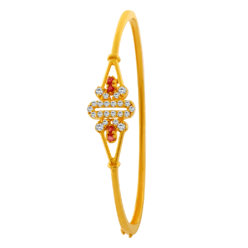 Adjustable Bangles for Comfort-22KT Yellow Gold And American Diamond Bangle For Women