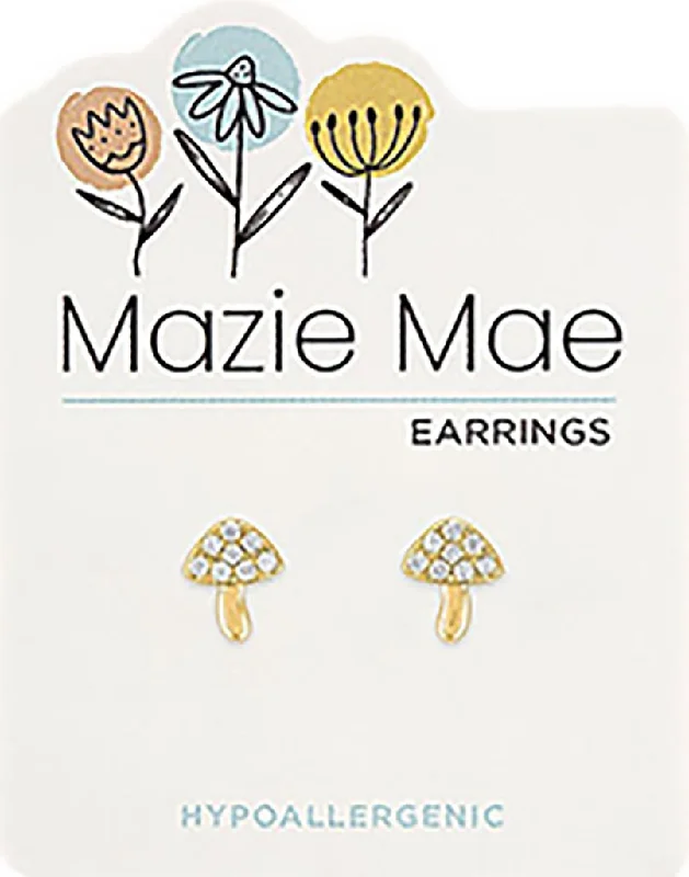 Bridal Earrings for Bride-to-be-Center Court : Gold Mushroom Stud Mazie Mae Earrings