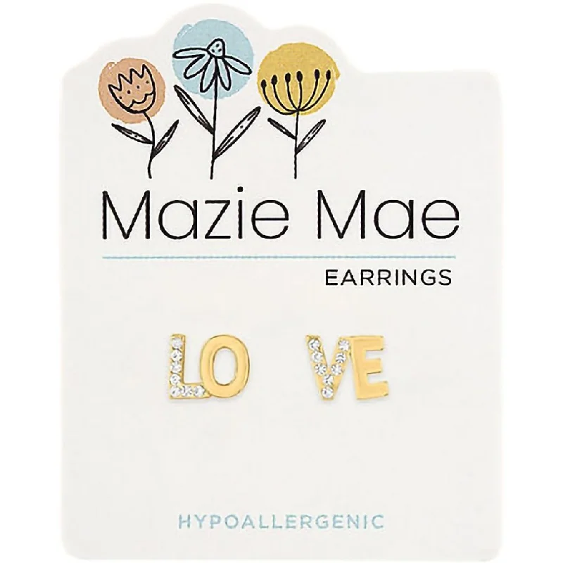 Gorgeous Earrings for Party Nights-Center Court : Gold Love Stud Mazie Mae Earrings