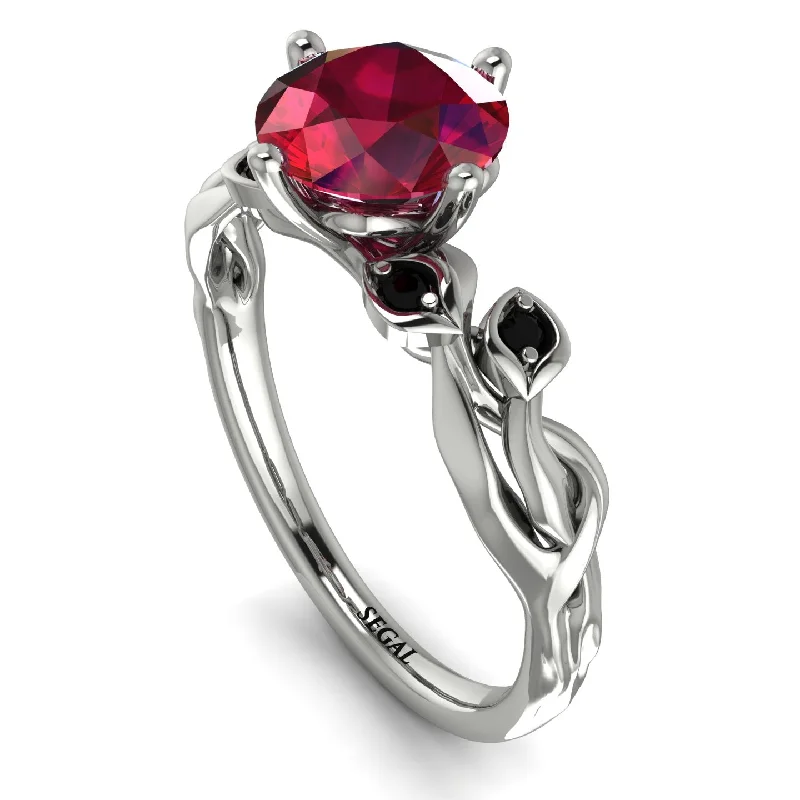 Gold Promise Ring for Engagement-14K Gold Radiant Ruby Flower Harmony Ring - Autumn No. 42