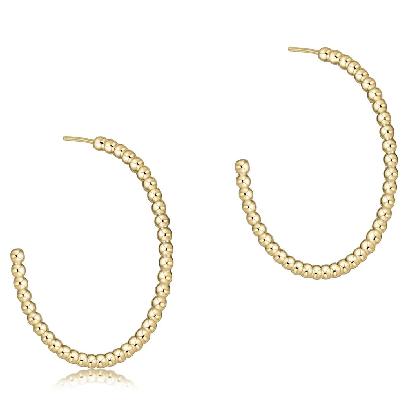 Customizable Gold Earrings-enewton design : Beaded classic 1.25" post hoop - 2mm gold