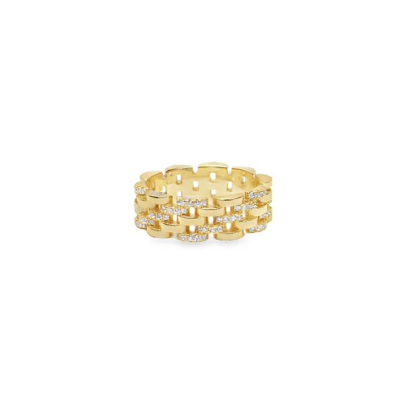 Beautiful Gold Ring with Gemstones-THE PAVE CHAIN LINK RING