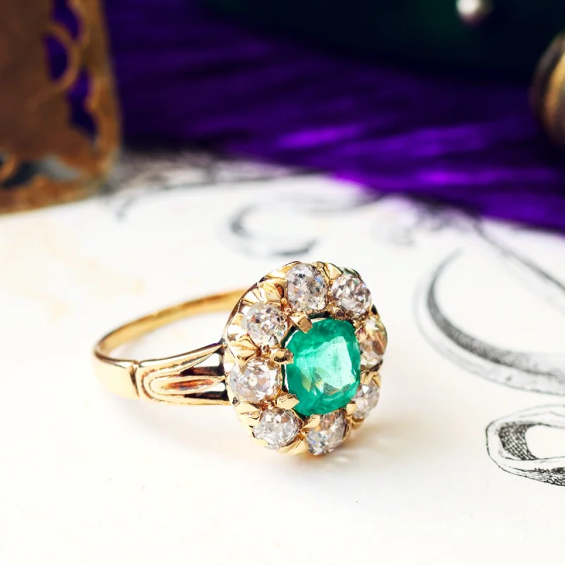 Stackable Silver Rings for Fashion-Splendid Antique Emerald & Diamond Engagement Ring