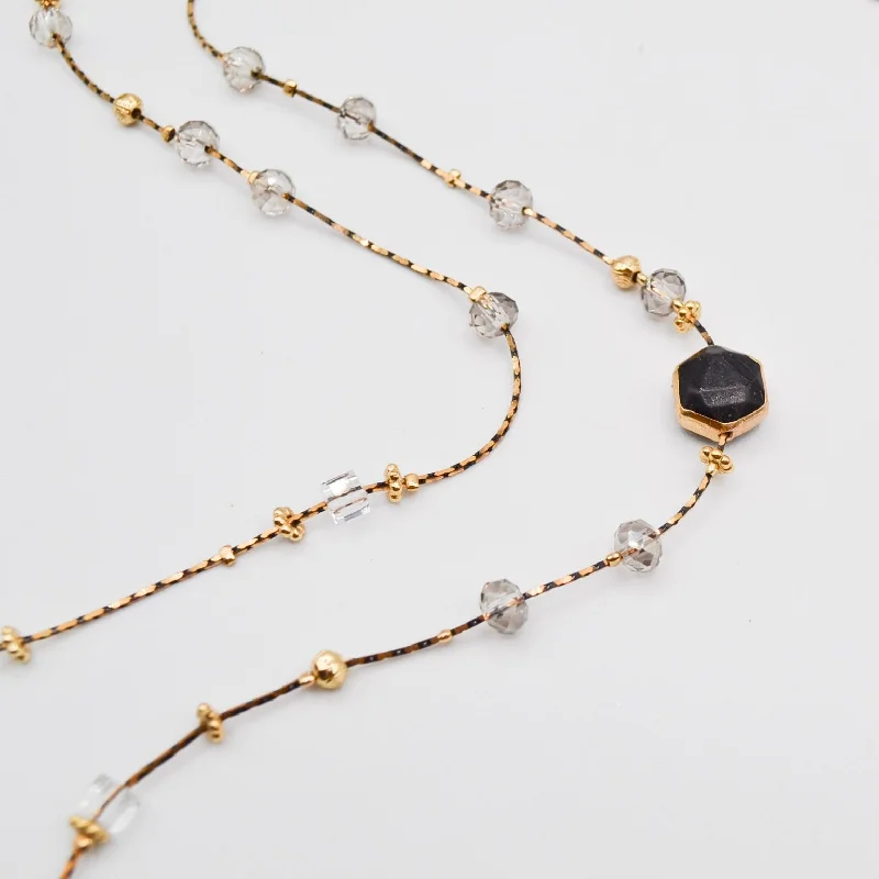 Simple Gold Necklace for Daily Wear-Glass Necklace