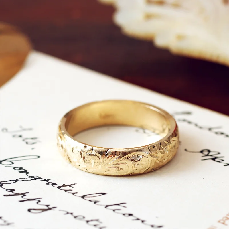 Silver Men’s Ring with Design-Vintage Date 1958 Size 'L' or '5.75' Wedding Ring