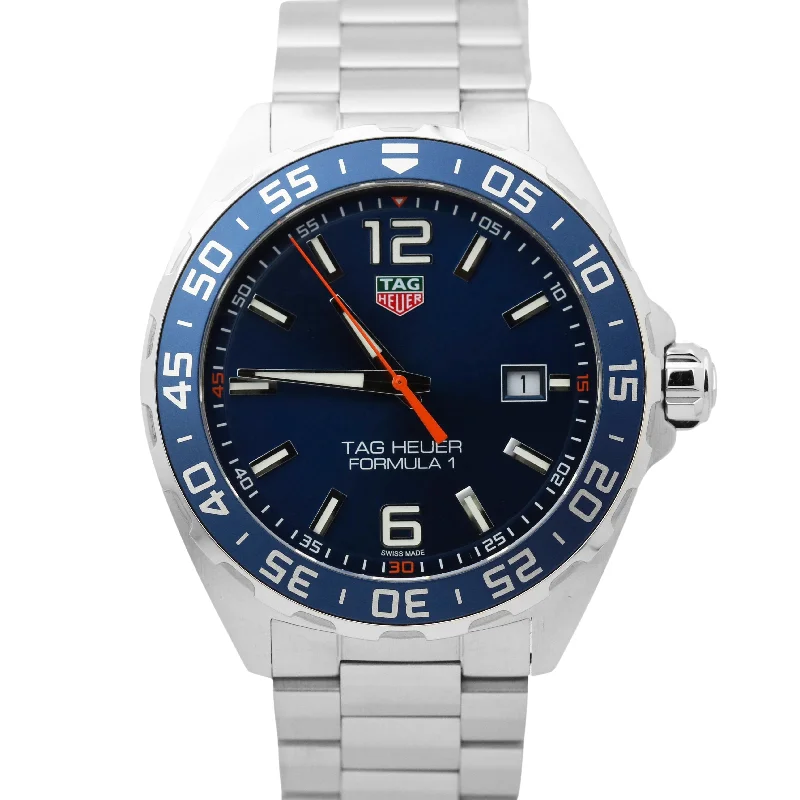 Fashion Watches with Oversized Faces-Tag Heuer Formula 1 Stainless Steel Blue Sunray Brushed 43mm WAZ1010 Watch