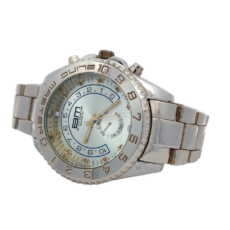 Durable Watches for Outdoor Activities-Gold Yacht Sports Real Diamond Watch