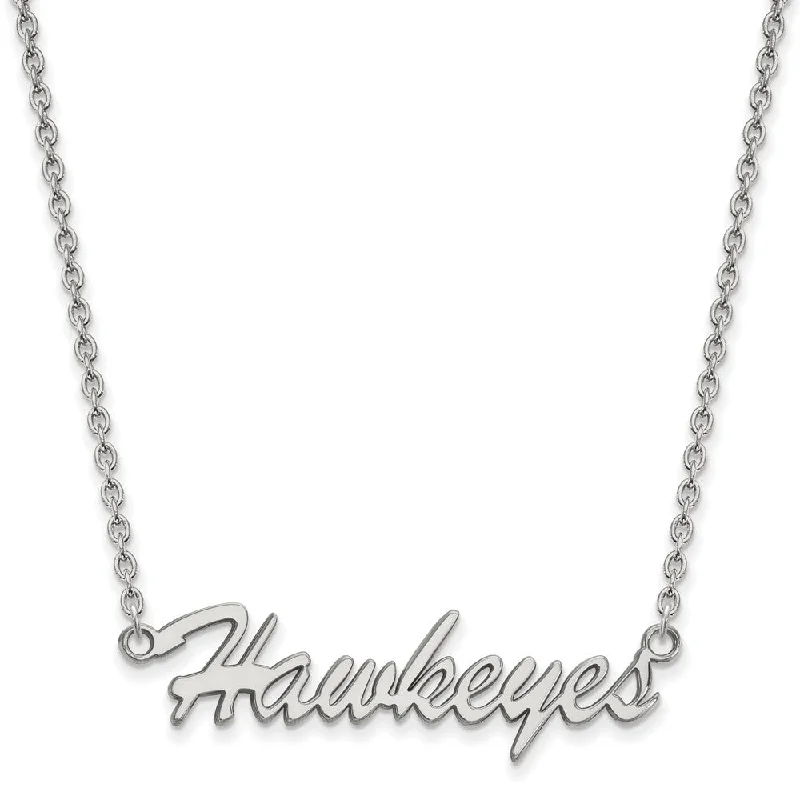 Bridal Necklace with Crystals-Sterling Silver U of Iowa Medium Script 'Hawkeyes' Pendant Necklace