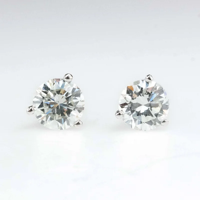 Ethnic Earrings for Traditional Wear-1.12ctw Round Diamond Solitaire Martini Stud Earrings in 14K White Gold