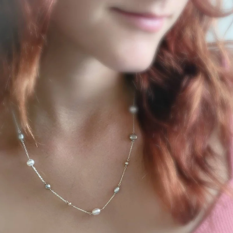 Unique Necklace for Gifts-Multi Pearl Station Necklace